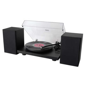 Soundmaster PL711SW Πικάπ Audio Technica Magnetic Pickup System &  Ηχεία ραφιού - Μαύρο