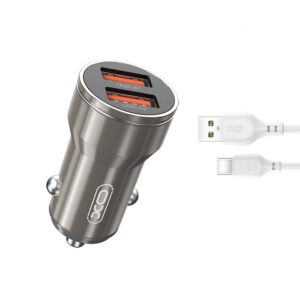 XO CC48 Φορτιστής αυτοκινήτου 2.4A με 2xUSB & Καλώδιο Type-C