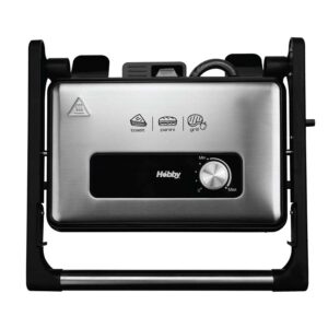 Ηobby Panini NI HPG-40452 Τοστιέρα Γκριλ 1500W κεραμικές MARBLE πλάκες Ιnox/Μαύρη