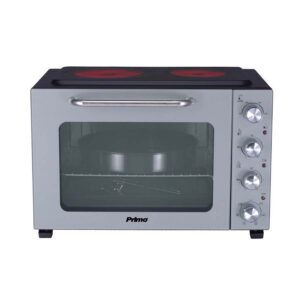 Primo PREO-40387NS Φουρνάκι 50L με Αέρα, 2 Κεραμικές εστίες & Υάλινη Πρόσοψη Γκρι/Μαύρο