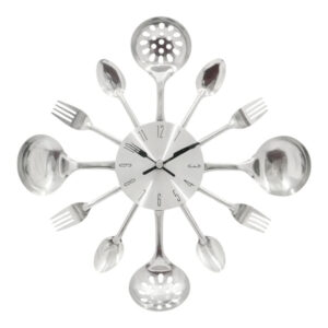 ANKOR 844937 Ρολόι Τοίχου Μεταλλικό Ασημί Ø43cm