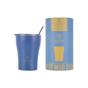 Estia Coffee Mug Save The Aegean Ποτήρι Θερμός 350ml με Καλαμάκι DENIM Blue