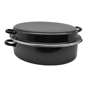 Ankor Γάστρα Οβάλ Eμαγιέ με Σχάρα & Ανοξείδωτο Χείλος 42x32x16εκ.