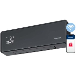 Concept QH4100 Smart Κεραμικό Αερόθερμο Τοίχου δωματίου / μπάνιου με γυάλινο πάνελ & control Γκρι