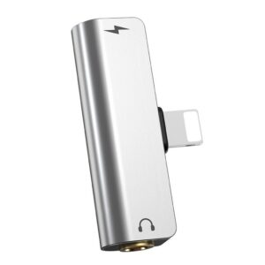 Αντάπτορας Hoco LS25 από Lightning σε 3.5mm και Lightning 2.0A Ασημί για Φόρτιση και Ήχο