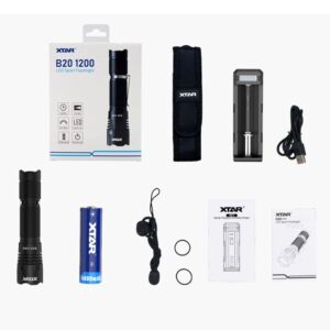 Σετ Επαναφορτιζόμενος Φακός Xtar B20 Sports 1200 Lumens IPX8 Απόσταση 240m με Μπαταρία 21700 4900mAh Αλουμινίου και Φορτιστή SC1