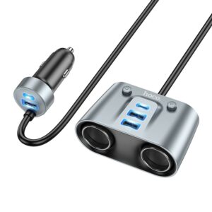 Φορτιστής Αυτοκινήτου Hoco Z51 Establisher 3 x USB και 2 x USB-C PD30W με Διπλή Υποδοχή Αναπτήρα 147W