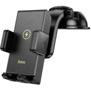Βάση Στήριξης Αυτοκινήτου Hoco HW22 Precious με Wireless Fast Charger έως 15W USB Μαύρη 4.5"-7"