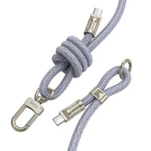 Καλώδιο Φόρτισης/Λουράκι Λαιμού Hoco GH7 USB-C σε USB-C  60W 3A Braided Μπλέ 1.8m