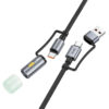 Καλώδιο Σύνδεσης Hoco U138 USB-C/USB-A σε USB-C/Φακό 3A PD60W Braided Μαύρο 1.2m