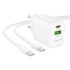 Φορτιστής Ταξιδίου Borofone BN29 Fuente GaN με 1xUSB-C PD30W και 1xUSB-A QC3.0A + Καλώδιο Φόρτισης USB-C σε USB-C Λευκός