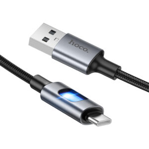 Καλώδιο Hoco U144 USB-A σε USB-C Fast Charging 3A με Φωτισμό Braided Μαύρο 1.2m