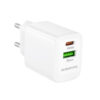 Φορτιστής Ταξιδίου Borofone BN29 Fuente GaN με 1xUSB-C PD30W και 1xUSB-A QC3.0A Λευκός