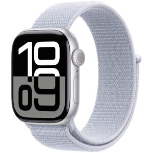 Apple Watch Series 10 Aluminum 42mm GPS NFC IP6X Aluminum Case Silver με Blue Cloud Sport Loop