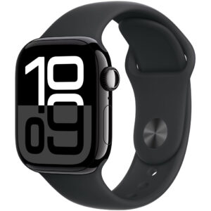 Apple Watch Series 10 Aluminum 46mm GPS NFC IP6X Aluminum Case Jet Black με Black Sport Band