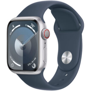 Apple Watch Series 9 Aluminum 41mm GPS NFC IP6X Aluminum Case Silver με Storm Blue Sport Band