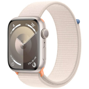 Apple Watch Series 9 Aluminum 45mm GPS NFC IP6X Aluminum Case Starlight με Starlight Sport Loop
