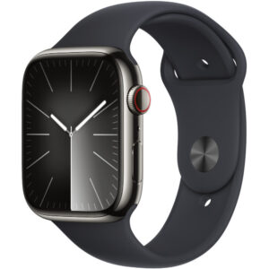 Apple Watch Series 9 45mm GPS NFC IP6X Stainless Steel Case Graphite με Midnight Sport Band