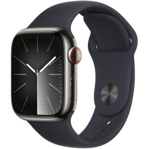 Apple Watch Series 9 45mm GPS NFC IP6X Stainless Steel Case Graphite με Midnight Sport Band