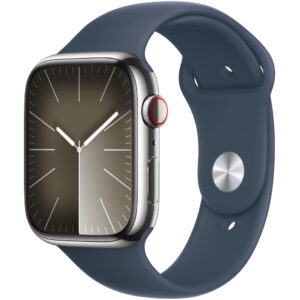 Apple Watch Series 9 45mm GPS NFC IP6X Stainless Steel Case Silver με Storm Blue Band