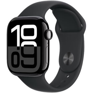 Apple Watch Series 10 Aluminum 42mm GPS NFC IP6X Aluminum Case Jet Black με Sport Band Black