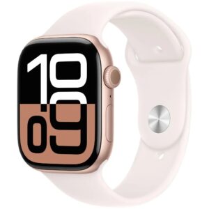Apple Watch Series 10 Aluminum 42mm GPS NFC 5ATM Aluminum Case Rose Gold με Sport Band Light Blush