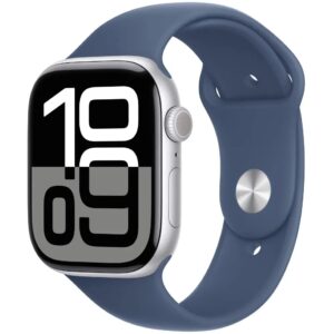 Apple Watch Series 10 Aluminum 42mm GPS NFC IP6X  Aluminum Case Silver με Sport Band Denim