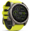 Smartwatch Garmin Fenix 8 Solar Titanium 51mm GPS NFC 10 ATM με Δυνατότητα Κλήσεων Sapphire Titanium With Amp Yellow/Graphite Silicone Band