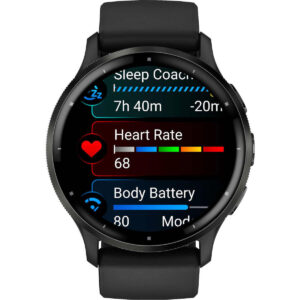 Garmin Venu 3 Stainless Steel 45mm GPS 5 ATM με Δυνατότητα Κλήσεων Slate Bezel και Black Silicone Band