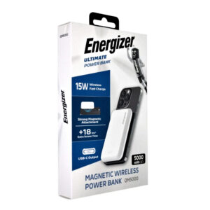 Power Bank Energizer QM5000 5000mAh 15W Fast Charge με 1xUSB-C Ασύρματη Φόρτιση 15W και LED Ένδειξη Μπαταρίας Λευκό