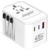 Παγκόσμιος Φορτιστής Ταξιδίου Energizer ETC450 US/AU UK EU με 1xUSB-A 30W και 2xUSB-C 45W/12W GaN Λευκός