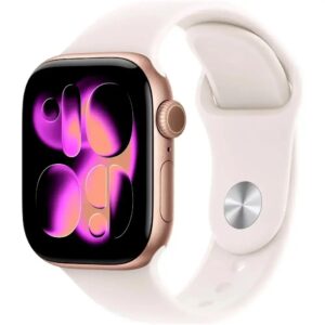 Apple Watch Series 11 5G (2025) Aluminum 46mm GPS eSIM NFC IP6X Aluminum Case Gold με Light Blush Sport Band