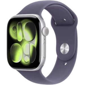 Apple Watch Series 11 5G (2025) Aluminum 46mm GPS eSIM NFC IP6X Aluminum Case Silver με Purple Fog Sport Band